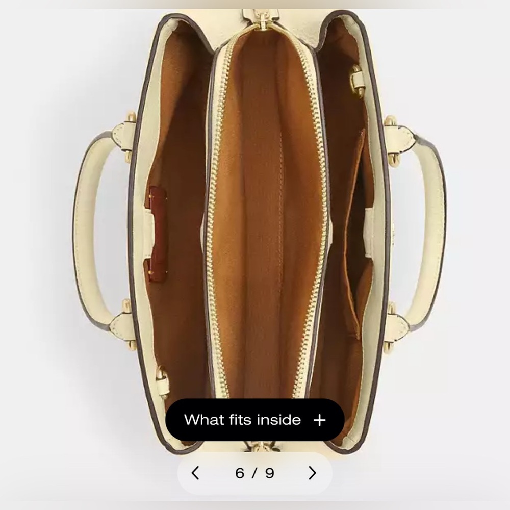 Coach Pebbled Leather Satchel in Light Yellow - Picture 7 of 14
